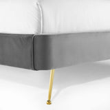 Mira Upholstered Performance Velvet Queen Platform Bed Gray MOD-6131-GRY