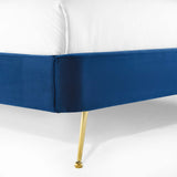 Mira Upholstered Performance Velvet Queen Platform Bed Navy MOD-6131-NAV