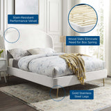 Mira Upholstered Performance Velvet Queen Platform Bed White MOD-6131-WHI