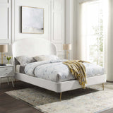 Mira Upholstered Performance Velvet Queen Platform Bed White MOD-6131-WHI