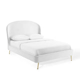 Mira Upholstered Performance Velvet Queen Platform Bed White MOD-6131-WHI