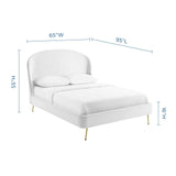 Mira Upholstered Performance Velvet Queen Platform Bed White MOD-6131-WHI