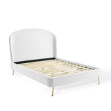 Mira Upholstered Performance Velvet Queen Platform Bed White MOD-6131-WHI