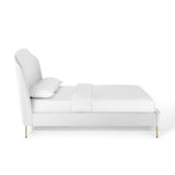 Mira Upholstered Performance Velvet Queen Platform Bed White MOD-6131-WHI