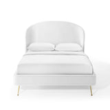 Mira Upholstered Performance Velvet Queen Platform Bed White MOD-6131-WHI