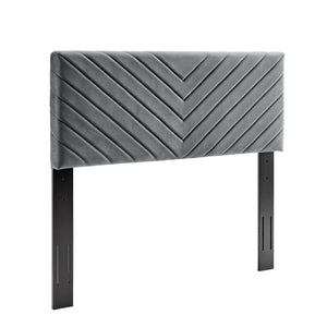 Alyson Angular Channel Tufted Performance Velvet Twin Headboard Charcoal MOD-6143-CHA