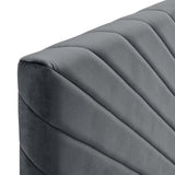 Alyson Angular Channel Tufted Performance Velvet Twin Headboard Charcoal MOD-6143-CHA