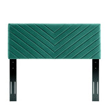 Alyson Angular Channel Tufted Performance Velvet Twin Headboard Teal MOD-6143-TEA