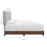 Rhiannon Diamond Tufted Upholstered Fabric Queen Bed Walnut Beige MOD-6146-WAL-BEI