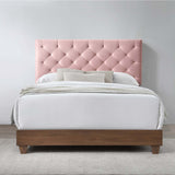 Rhiannon Diamond Tufted Upholstered Performance Velvet Queen Bed Walnut Dusty Rose MOD-6147-WAL-DUS