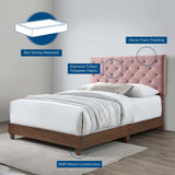 Rhiannon Diamond Tufted Upholstered Performance Velvet Queen Bed Walnut Dusty Rose MOD-6147-WAL-DUS