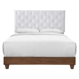 Rhiannon Diamond Tufted Upholstered Performance Velvet Queen Bed Walnut White MOD-6147-WAL-WHI