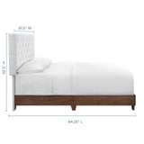 Rhiannon Diamond Tufted Upholstered Performance Velvet Queen Bed Walnut White MOD-6147-WAL-WHI