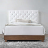 Rhiannon Diamond Tufted Upholstered Performance Velvet Queen Bed Walnut White MOD-6147-WAL-WHI