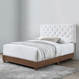 Rhiannon Diamond Tufted Upholstered Performance Velvet Queen Bed Walnut White MOD-6147-WAL-WHI