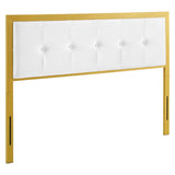 Teagan Tufted Full Performance Velvet Headboard Gold White MOD-6175-GLD-WHI