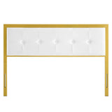 Teagan Tufted Full Performance Velvet Headboard Gold White MOD-6175-GLD-WHI