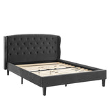 Penelope Tufted Wingback Queen Performance Velvet Platform Bed Charcoal MOD-6180-CHA