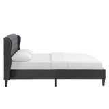 Penelope Tufted Wingback Queen Performance Velvet Platform Bed Charcoal MOD-6180-CHA