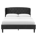 Penelope Tufted Wingback Queen Performance Velvet Platform Bed Charcoal MOD-6180-CHA