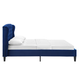 Penelope Tufted Wingback Queen Performance Velvet Platform Bed Navy MOD-6180-NAV