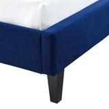 Penelope Tufted Wingback Queen Performance Velvet Platform Bed Navy MOD-6180-NAV