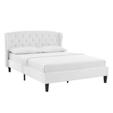 Penelope Tufted Wingback Queen Performance Velvet Platform Bed White MOD-6180-WHI