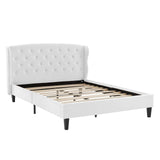 Penelope Tufted Wingback Queen Performance Velvet Platform Bed White MOD-6180-WHI