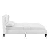 Penelope Tufted Wingback Queen Performance Velvet Platform Bed White MOD-6180-WHI