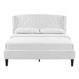 Penelope Tufted Wingback Queen Performance Velvet Platform Bed White MOD-6180-WHI