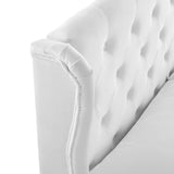 Penelope Tufted Wingback Queen Performance Velvet Platform Bed White MOD-6180-WHI