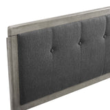 Draper Tufted Twin Fabric and Wood Headboard Gray Charcoal MOD-6224-GRY-CHA