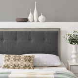 Draper Tufted Twin Fabric and Wood Headboard Gray Charcoal MOD-6224-GRY-CHA