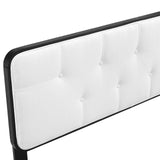 Collins Tufted Twin Fabric and Wood Headboard Black White MOD-6232-BLK-WHI