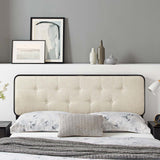 Collins Tufted King Fabric and Wood Headboard Black Beige MOD-6235-BLK-BEI