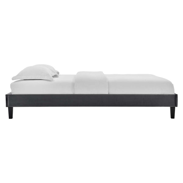 Reign Queen Performance Velvet Platform Bed Frame Charcoal MOD-6266-CHA