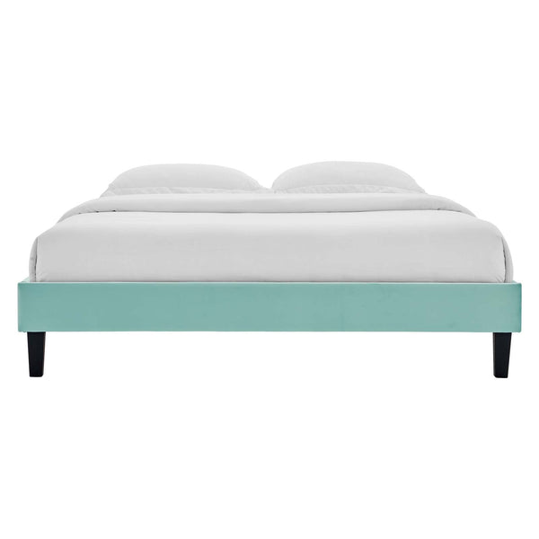 Reign Queen Performance Velvet Platform Bed Frame Mint MOD-6266-MIN