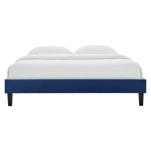 Reign Queen Performance Velvet Platform Bed Frame Navy MOD-6266-NAV