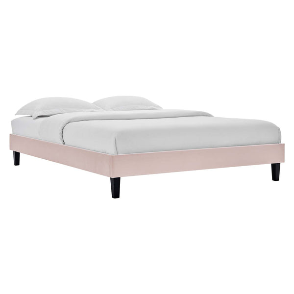 Reign Queen Performance Velvet Platform Bed Frame Pink MOD-6266-PNK