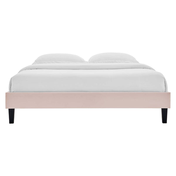 Reign Queen Performance Velvet Platform Bed Frame Pink MOD-6266-PNK