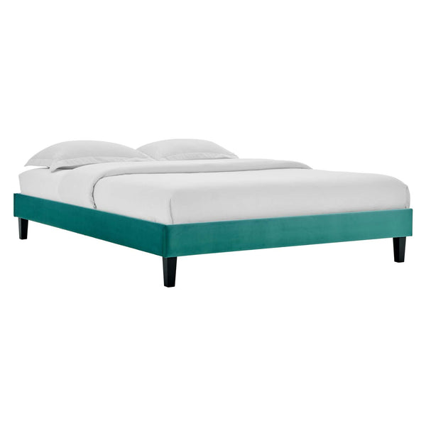 Reign Queen Performance Velvet Platform Bed Frame Teal MOD-6266-TEA