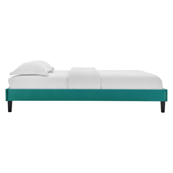 Reign Queen Performance Velvet Platform Bed Frame Teal MOD-6266-TEA