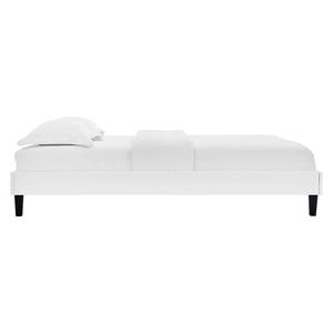 Reign Queen Performance Velvet Platform Bed Frame White MOD-6266-WHI