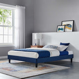 Reign King Performance Velvet Platform Bed Frame Navy MOD-6267-NAV