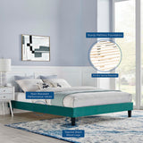 Reign King Performance Velvet Platform Bed Frame Teal MOD-6267-TEA