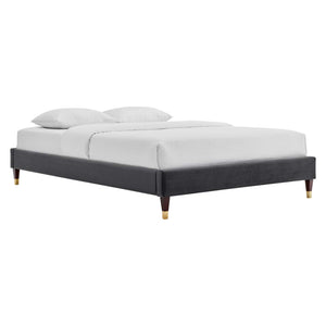 Harlow Twin Performance Velvet Platform Bed Frame Charcoal MOD-6268-CHA