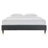 Harlow Twin Performance Velvet Platform Bed Frame Charcoal MOD-6268-CHA