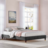 Harlow Twin Performance Velvet Platform Bed Frame Charcoal MOD-6268-CHA