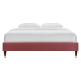 Harlow Twin Performance Velvet Platform Bed Frame Dusty Rose MOD-6268-DUS