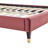 Harlow Twin Performance Velvet Platform Bed Frame Dusty Rose MOD-6268-DUS